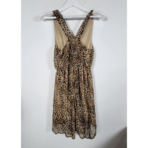 Moonlight Leopard Print Sleeveless Dress Medium brown Elastic Waist Lined Casual - Picture 2 of 11